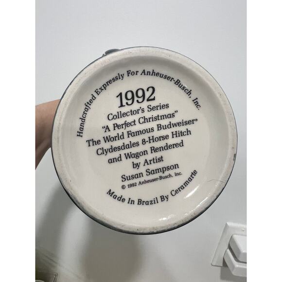 Anheuser Busch Budweiser A Perfect Christmas 1992 Holiday Beer Stein Mug Series - Picture 6 of 10